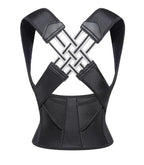 Black posture corrector back support brace on a white background